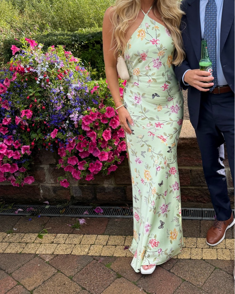 pink and green floral maxi dress Precious in Pink Floral Maxi Dress main image 0