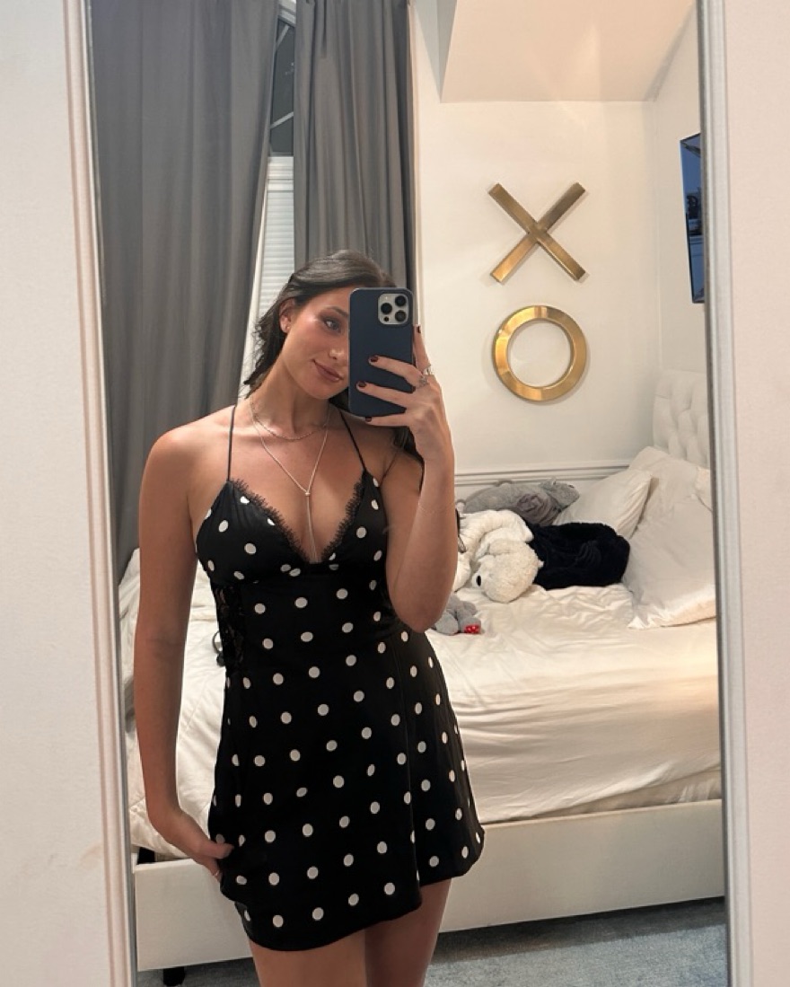 black polka dot slip dress Malyshka Polka Dot Slip Dress with Scarf – Lea Clothing Co main image 0