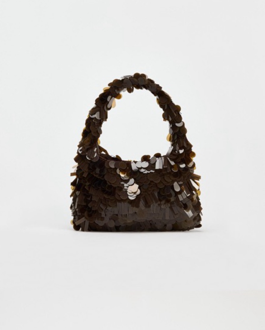 Shimmering Sequin Shoulder Brown Purse | Pickle