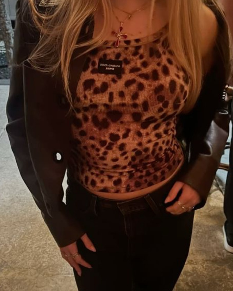 トップス D&G DOLCE&GABBANA Leopard Camisole Dolce & Gabbana leopard-print Satin Camisole Top | Brown