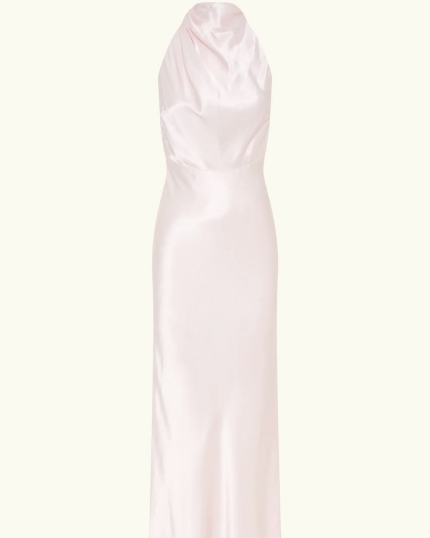 Esther Iridescent Satin Cowl Maxi Dress by Meshki - Pickle