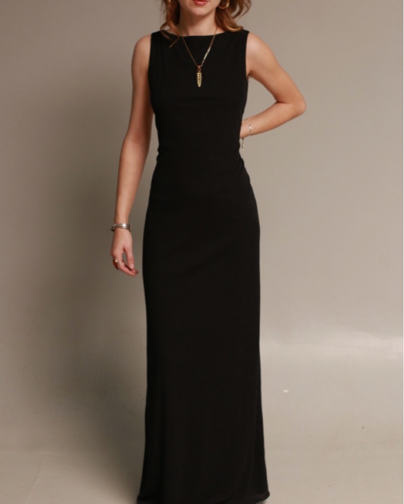 Elegant Backless Black Maxi Dress by Laundry By Shelli Segal - Pickle
