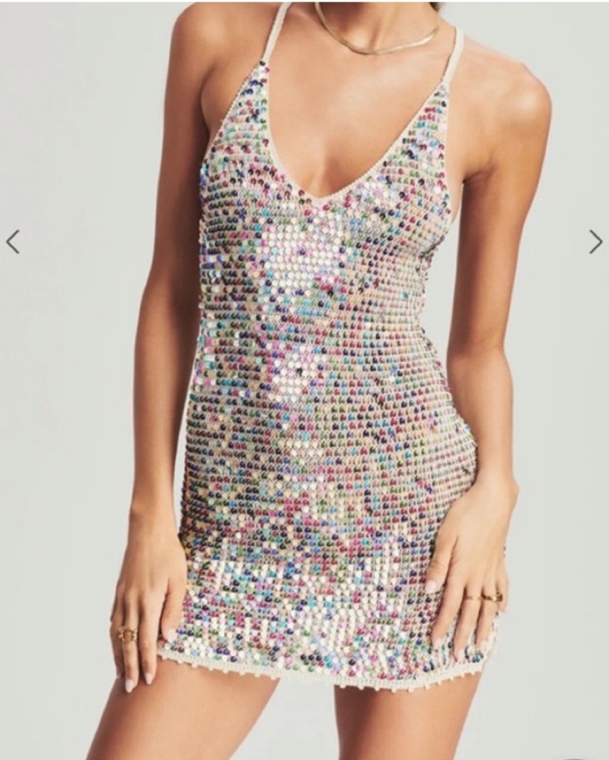 rainbow sequin dress Short Multicolored Sequin Homecoming Dress