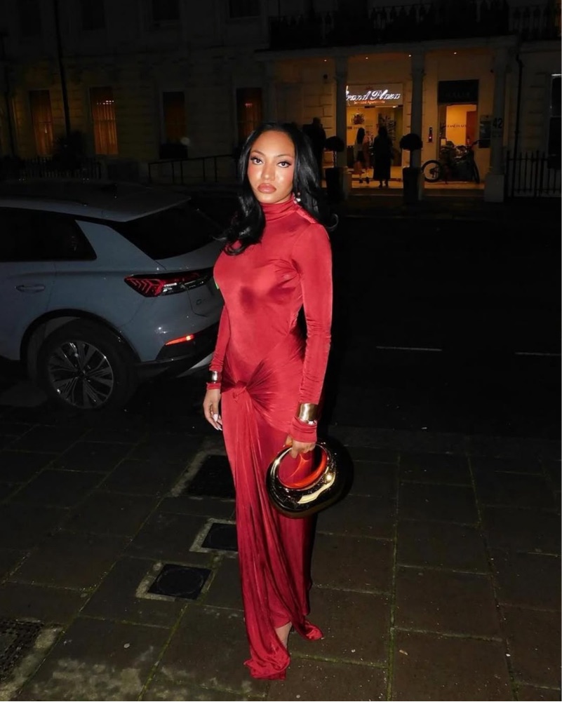 slinky jersey sarong maxi dress in elderberry helsa The Helsa slinky jersey sarong dress in chocolate brown and samba red on  @jastookes and @heir