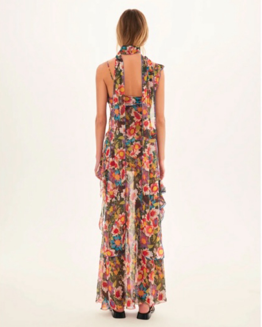 siedrs monica ruffled glittered organza maxi dress MONICA - Ruffled devor chiffon maxi dress