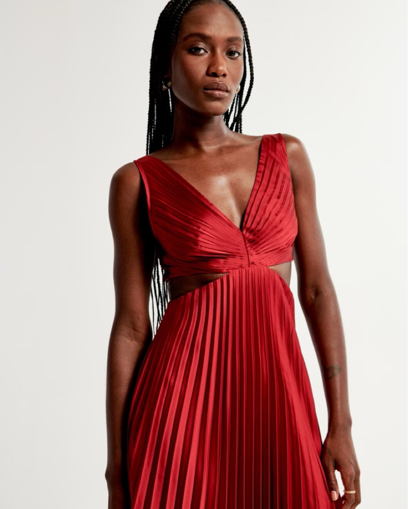 abercrombie cut out dress Abercrombie & Fitch Dresses | Abercrombie Fitch Satin Giselle Pleated Cutout  Maxi Dress Navy Blue Small Petite | Color: Blue
