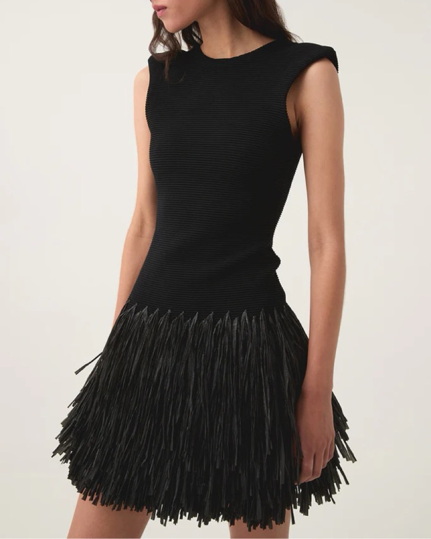 AJE RUSHES RAFFIA MINI DRESS BLACK S by Aje - Pickle