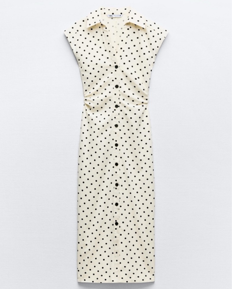 button midi dress zara Zara - Buttoned Midi Dress - Olive Green - S