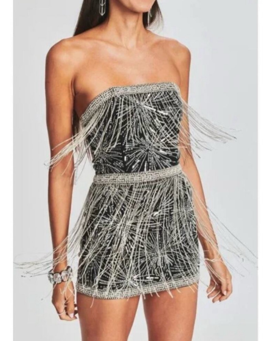 Retrofete Dixie Sequin Fringe Dress by Retrofete - Pickle