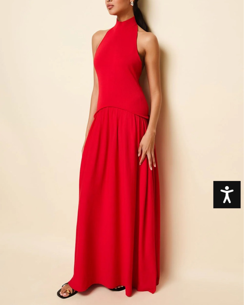 flared halter dress Women's Halter Neck Midi Dress Sleeveless Fitted Flared – Evergreen Outfits Light pink / XL main image 1