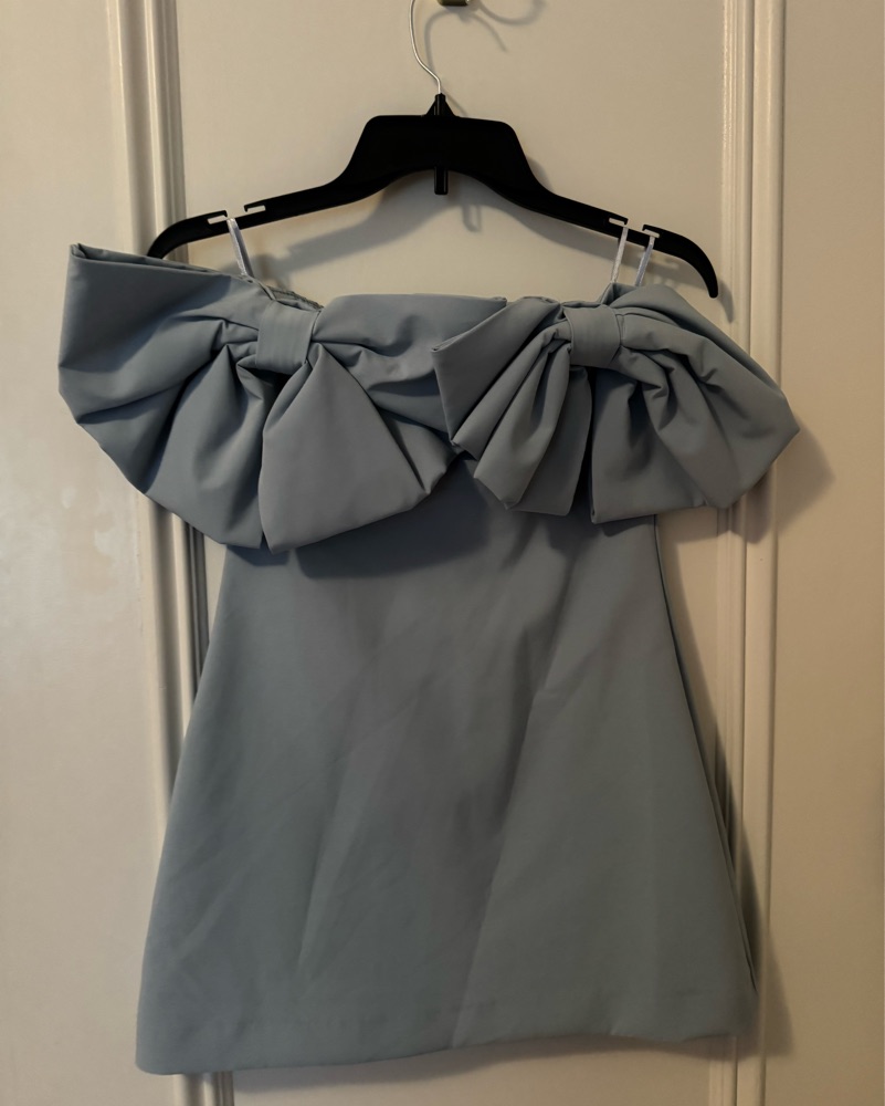 zara blue ruffle dress Lucia Open Tie Back Dress main image 0
