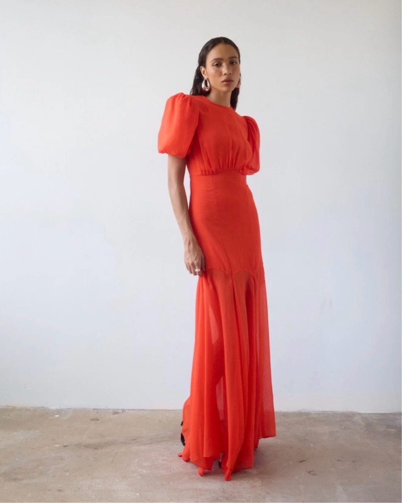 de la vali orange dress De La Vali Vibrant Orange Maxi Dress by De La Vali