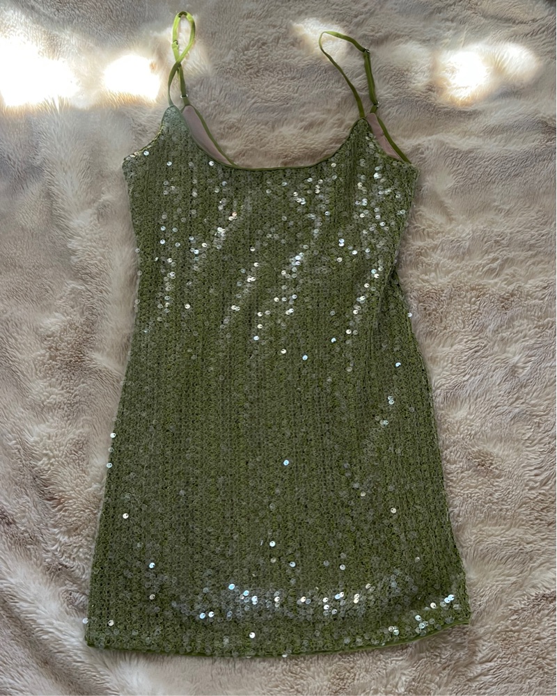 energia sequin mini dress in island green camila coelho Camila Coelho Dress Sequin Green