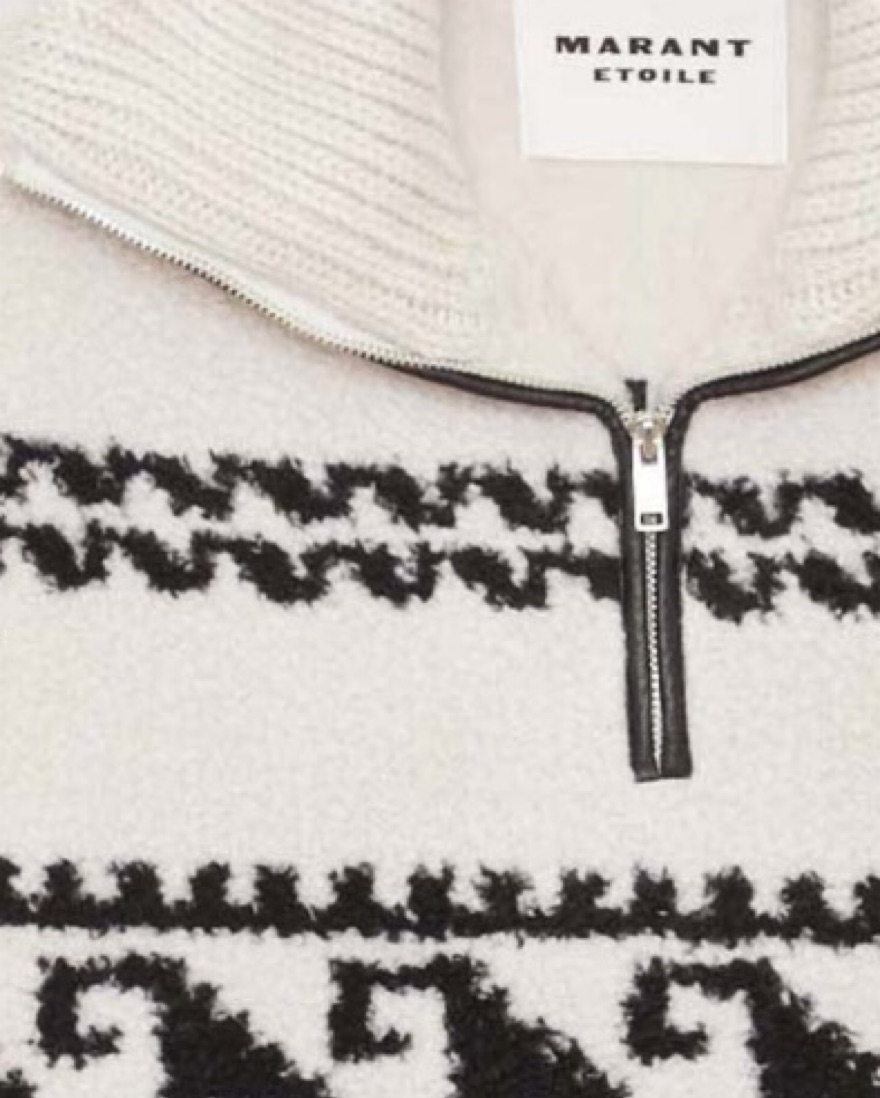 Isabel Marant ノーカラージャケット ブラック・ホワイト $695 Isabel Marant Fleece by Isabel Marant - Pickle