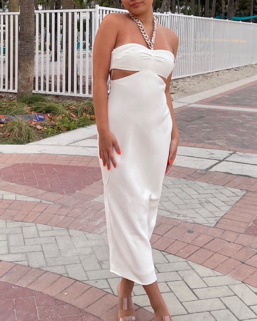 Zara White Cutout Dress w Halter Chain | Pickle