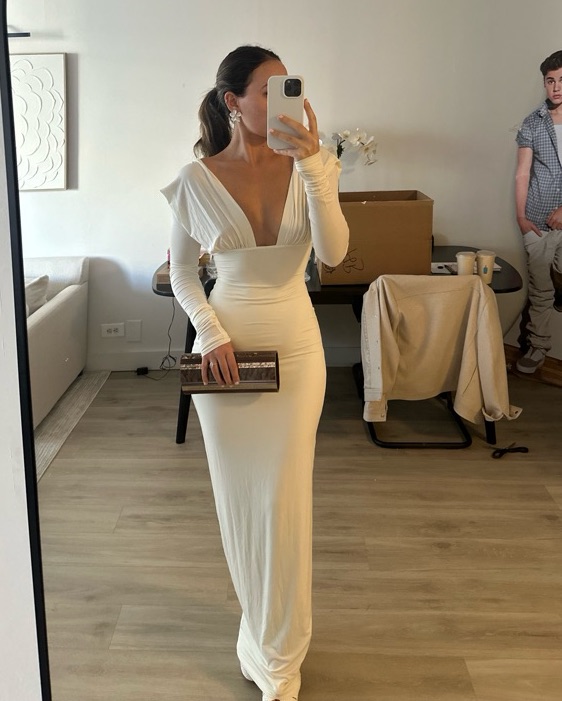 backless dresses black Custom Made Long Sleeves Backless Lace Black Prom Dresses, Lace Black –  abcprom main image 1