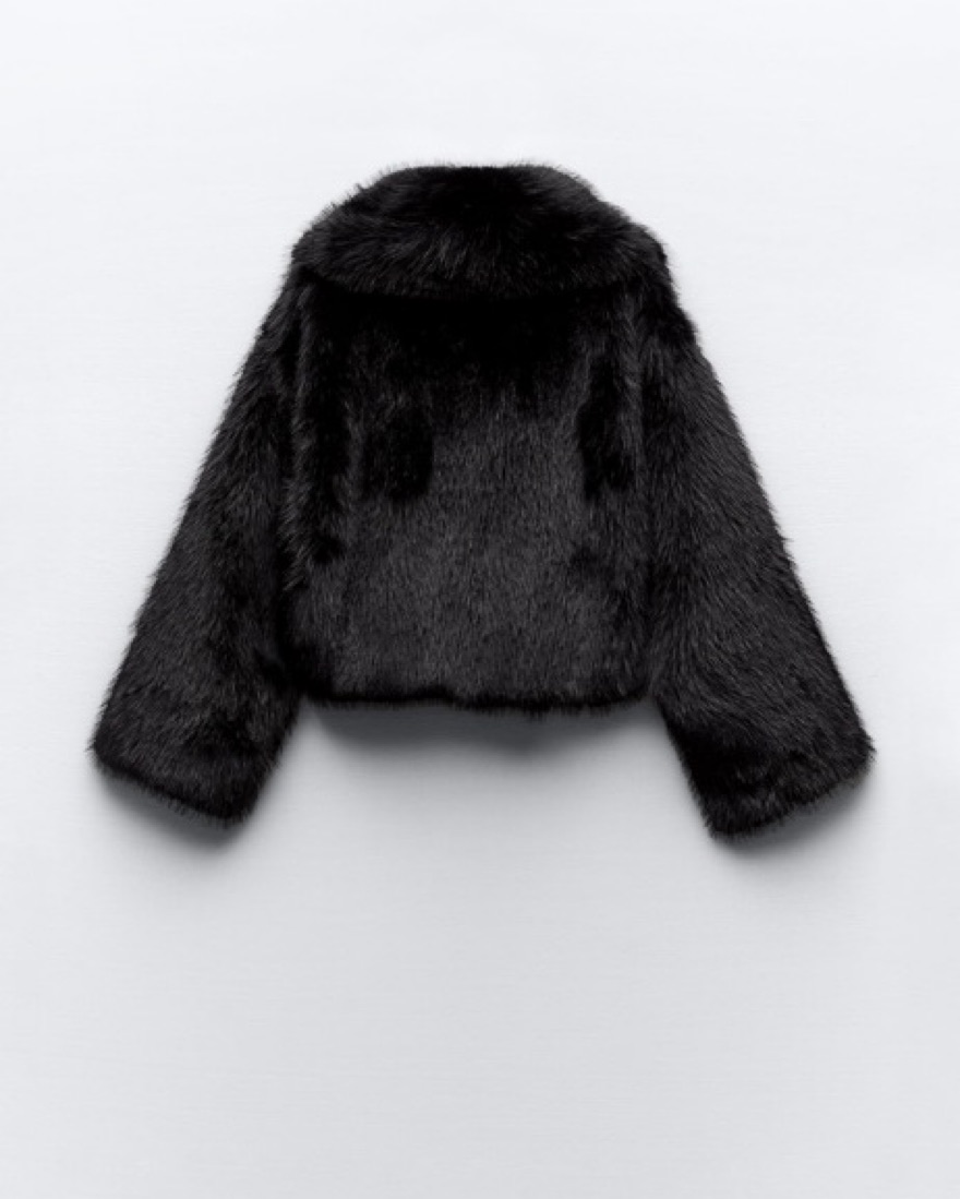 Zara Black Cropped Faux Fur Coat by Zara - Pickle