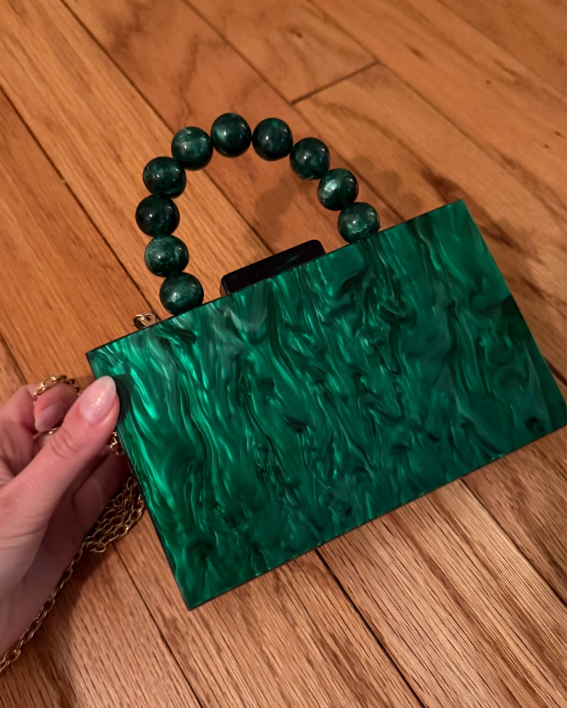 Green Marble Acrylic Clutch by Lulus - Pickle