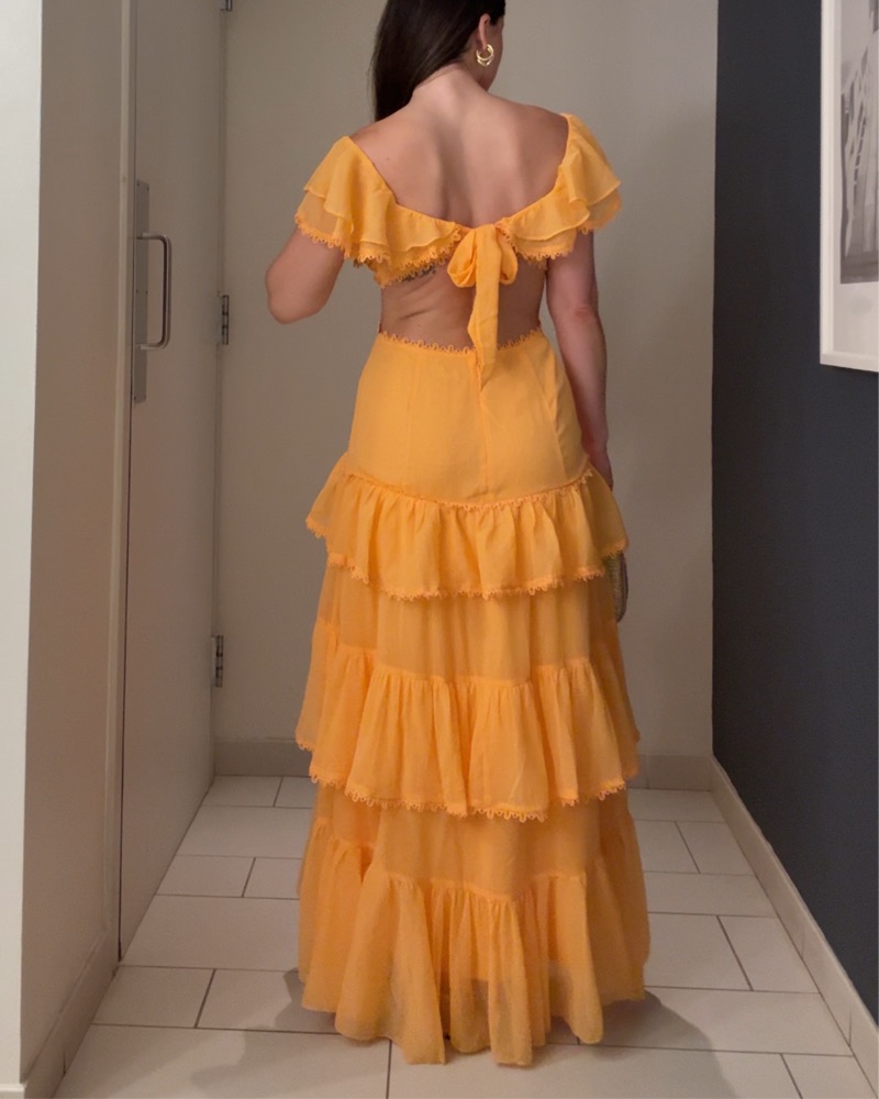 Orange ruffle Wedding Guest Dress by ASOS - Pickle