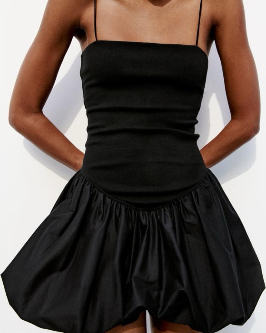 mixed rib poplin balloon dress MIXED RIB POPLIN BALLOON DRESS by Zara