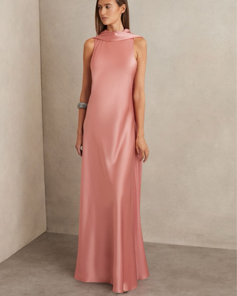 【海外限定】REISSドレス☆Pink Fae Satin Cape Maxi Dress Reiss FAE SATIN CAPE MAXI DRESS IN PINK | Pickle