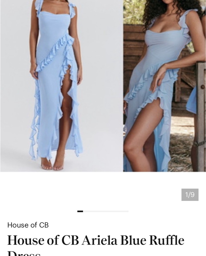 house of cb blue ruffle dress Rent House Of Cb Blue Dress UK 10