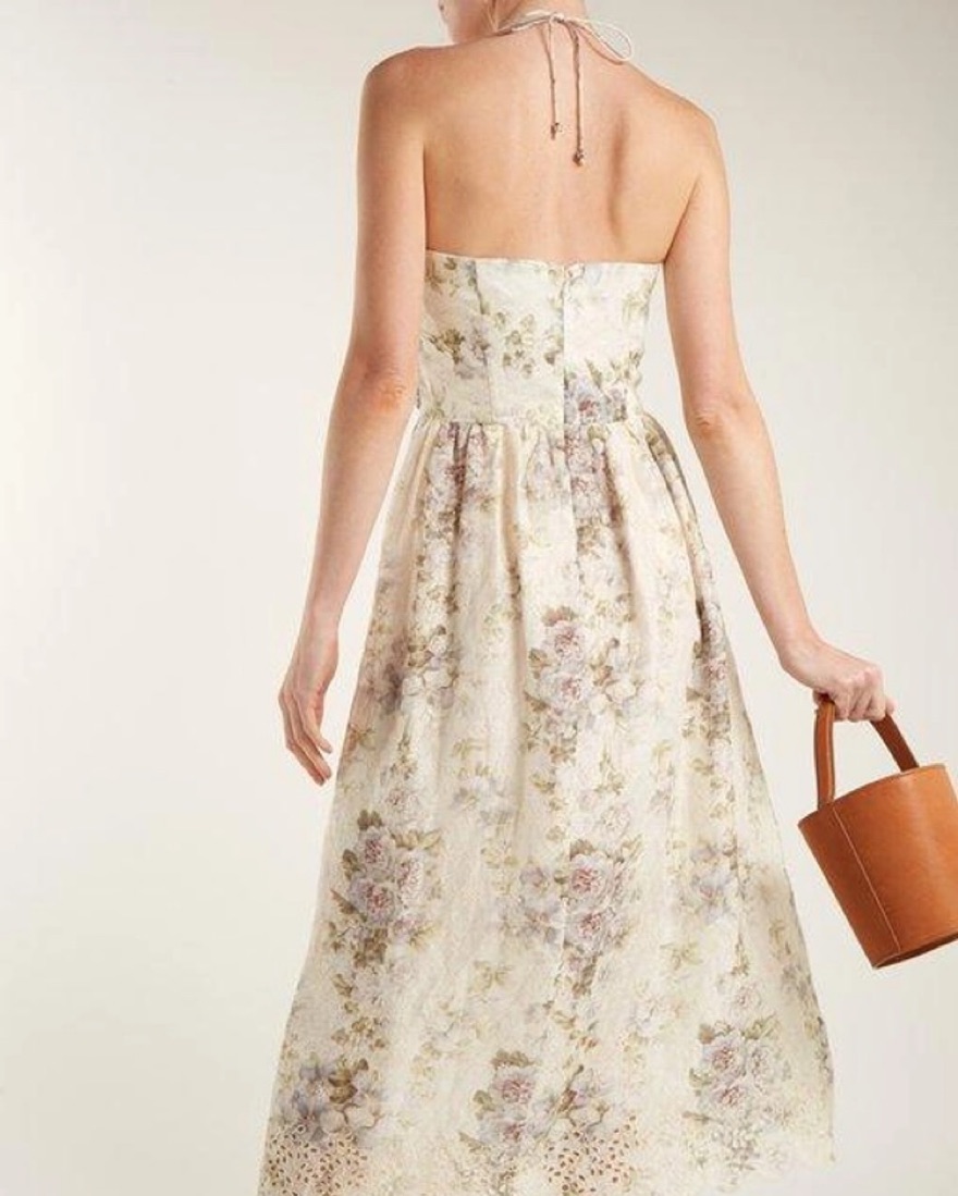 Zimmermann Floral Halter Cutout dress | Pickle