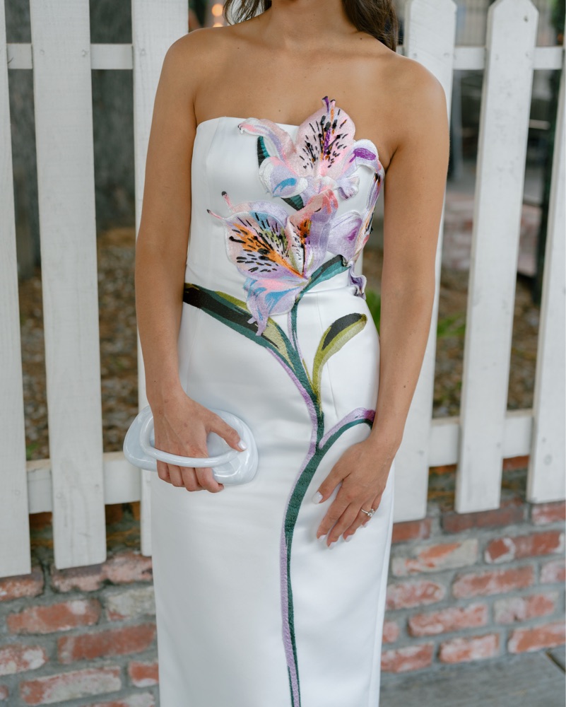 LEO LIN Rayna floral-appliqu Midi Dress by Leo Lin - Pickle