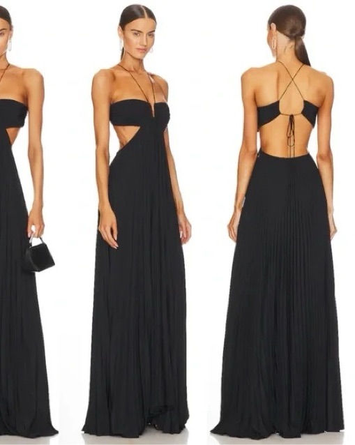 【A.L.C.】moira cutout plisse duchesse-satin maxi ドレス A.L.C. Moira Cutout Plissé Duchesse-satin Maxi Dress in