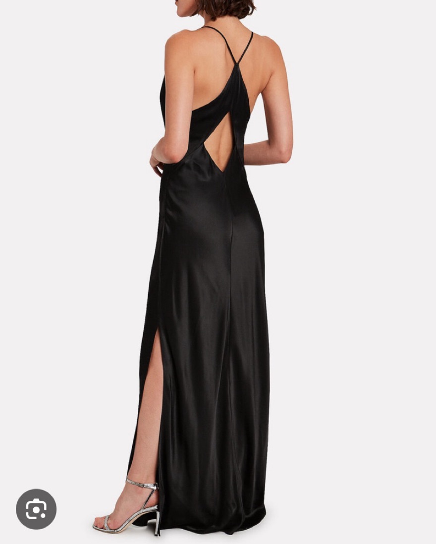 intermix evening dresses Intermix Elegant Black Satin Maxi Dress by Intermix