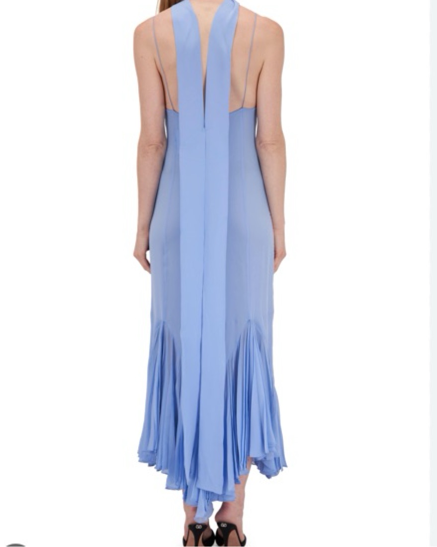 khaite blue dress with scarf Elsa Ice Blue Maxi Dress with Neck Scarf XXL