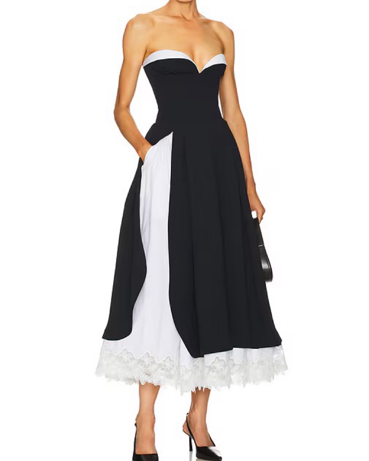 helsa midi dress Helsa Stretch Cotton Sateen Midi Dress in Black
