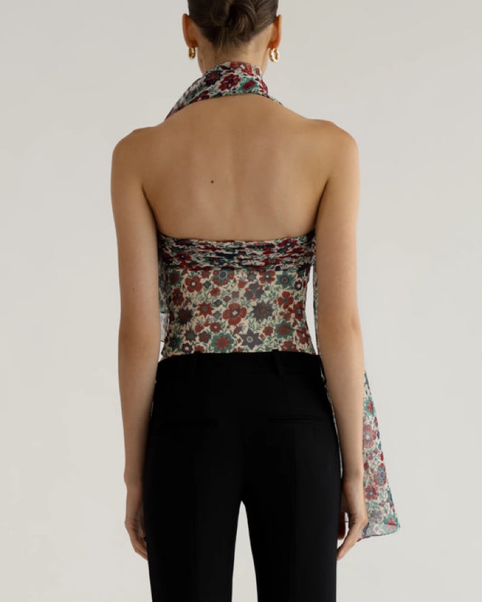 Orseund Iris Chiffon Floral Bustier | Pickle