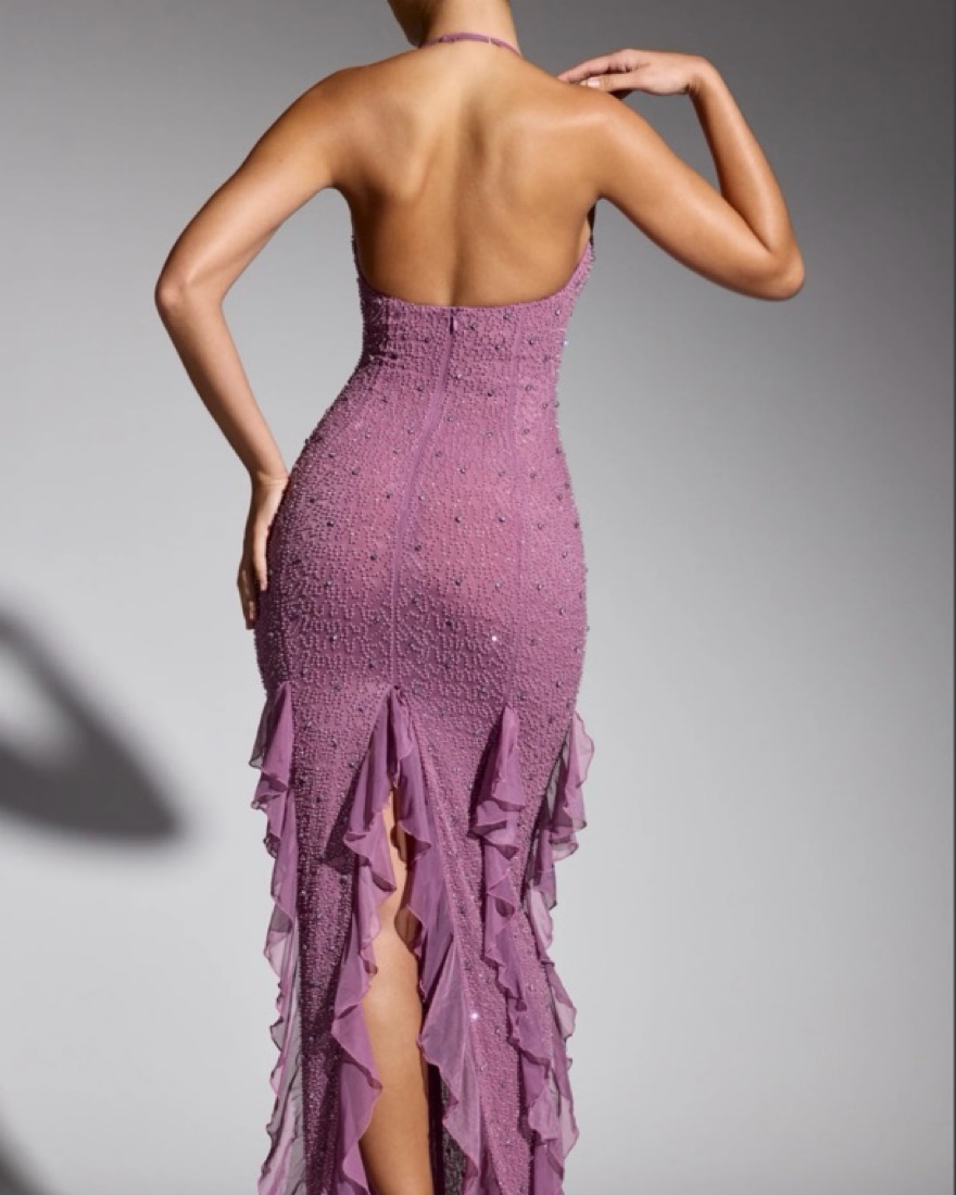 Oh Polly Anley Embellished Ruffle Maxi by Oh Polly - Pickle