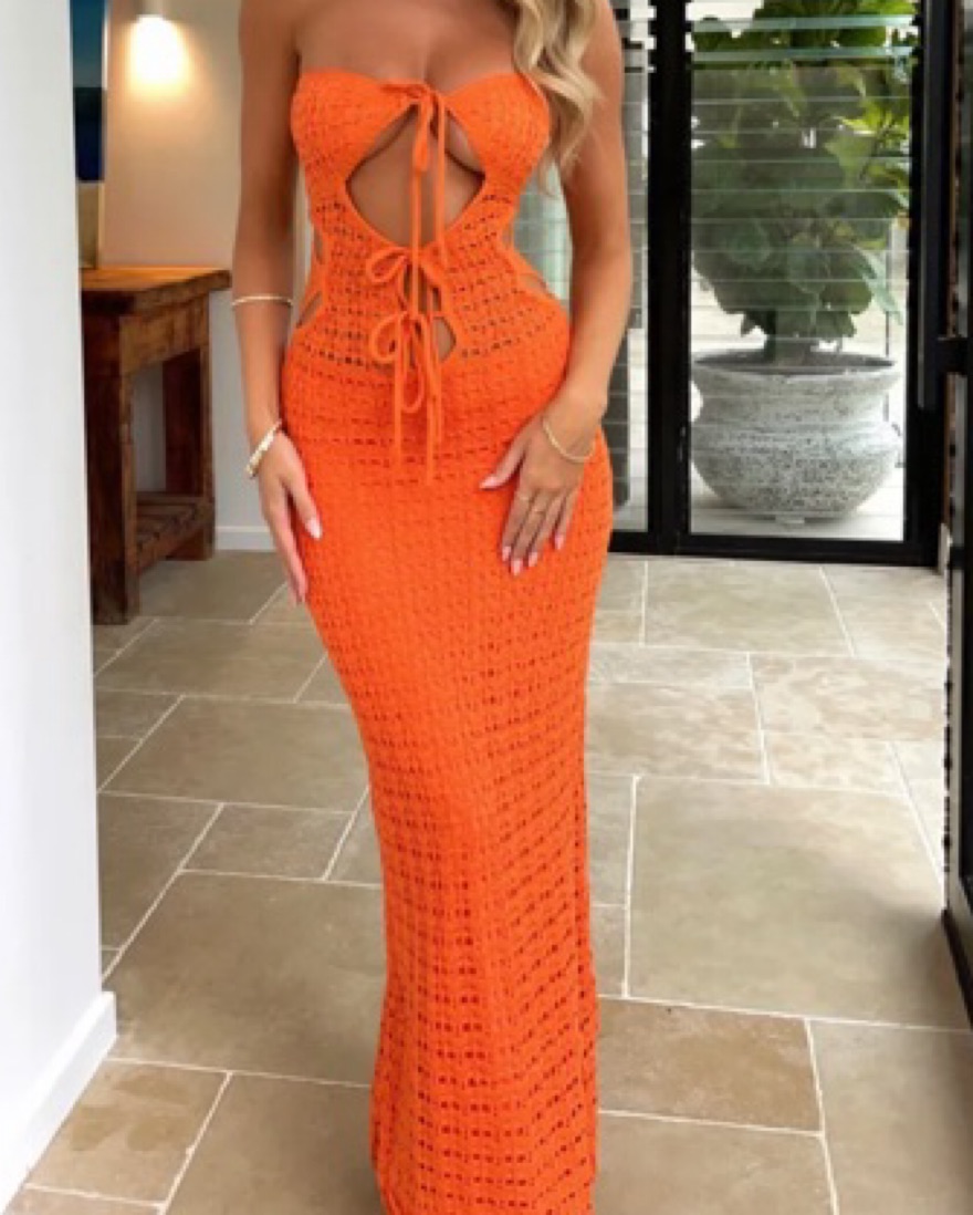 Orange Crochet Dress by Outcast Clothing - Pickle