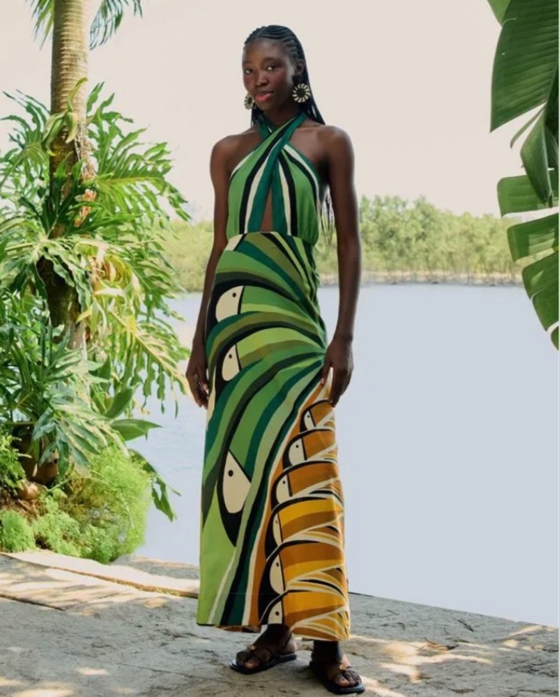 Farm Rio Tropical Halter Maxi Dress by Farm Rio - Pickle