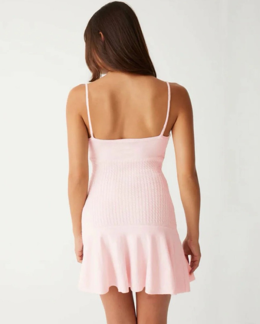 Frankies Pink Cable Knit Mini Dress by Frankies Bikinis - Pickle