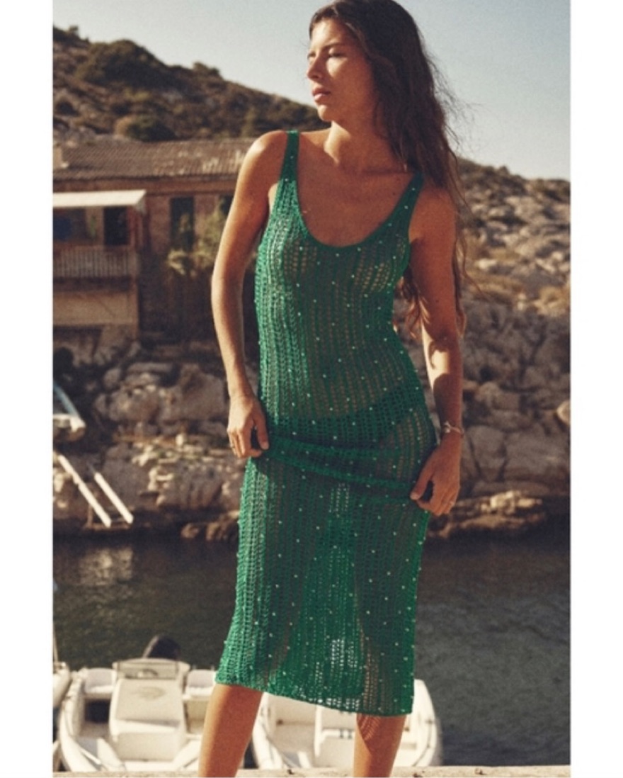 Zara Beaded Crochet Cover Up Dress by Zara - Pickle