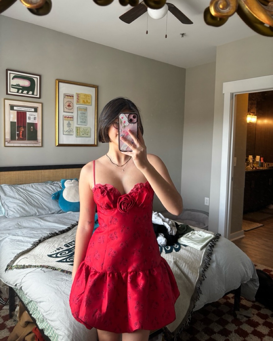 for love and lemons dress red Rose Mini Dress