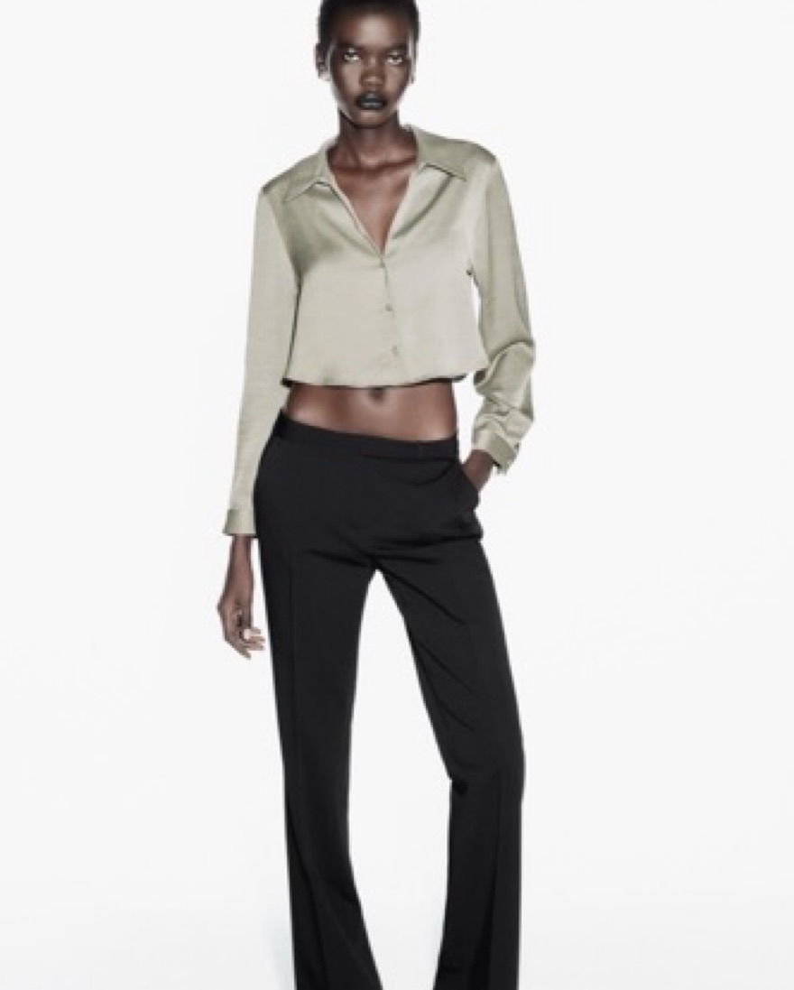 Zara Cropped Blouse Satin Effect | Pickle