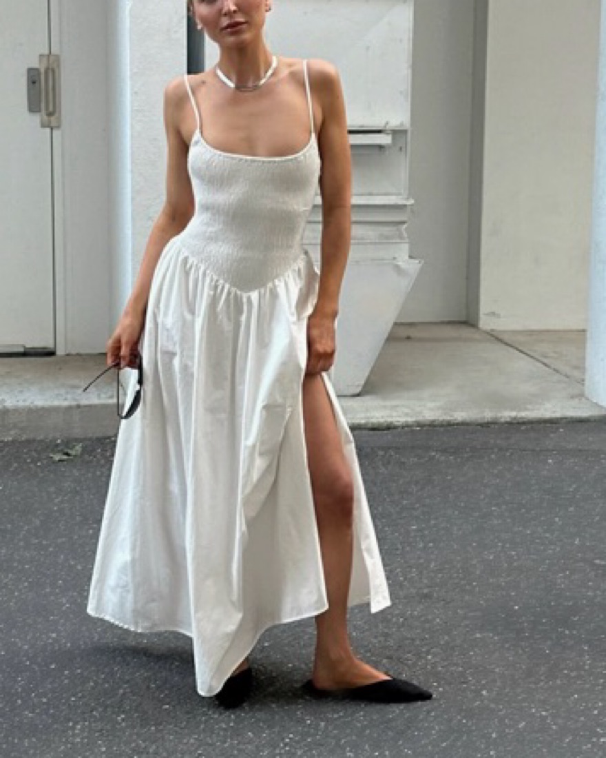 milano white cotton midi dress DISSH Milano Smocked Cotton Midi Dress by Dissh