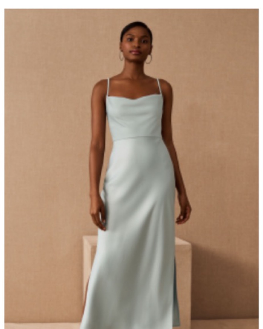 bhldn cali satin dress BHLDN Cali Satin Cowl-Neck Midi Slip Dress