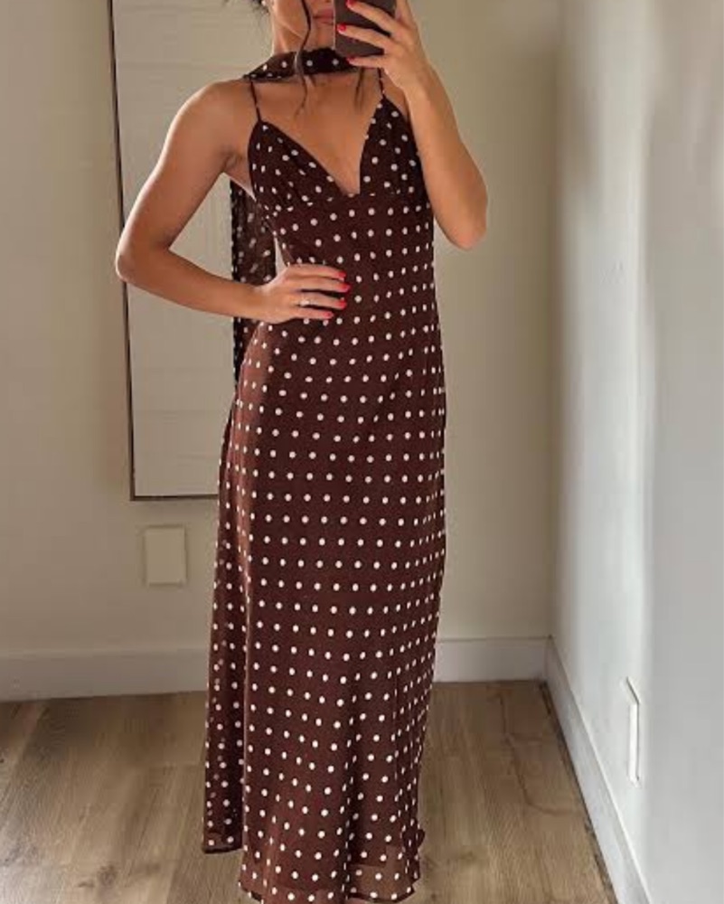 revolve brown polka dot dress Brown Polka Dot Dress Over $200