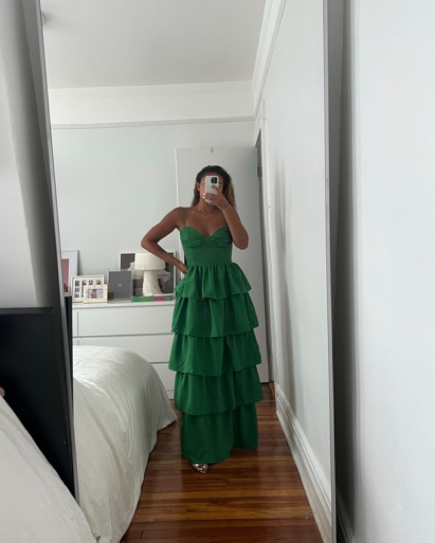 pretty little thing green ruched dress Dark Green Princess Tulle Dress – MiniClosetCo main image 1