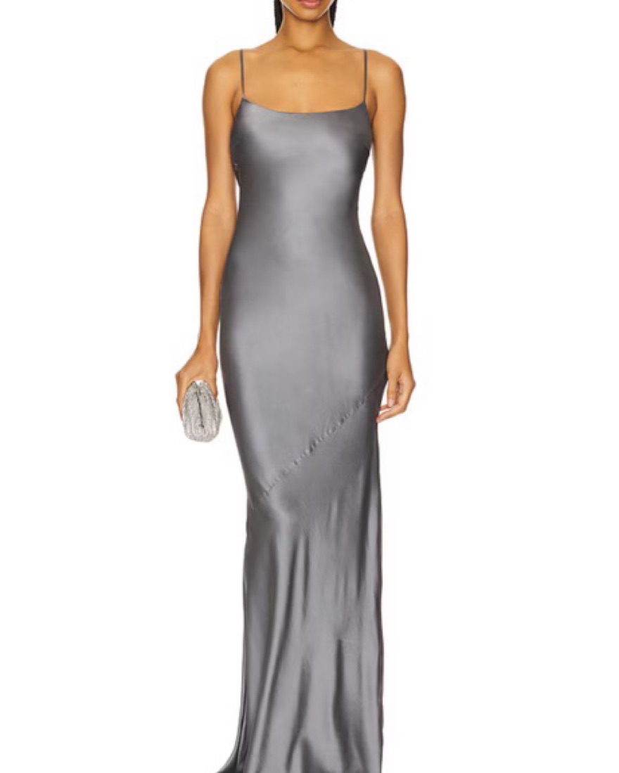 Silver Slip Dress Gown by Revolve - Pickle