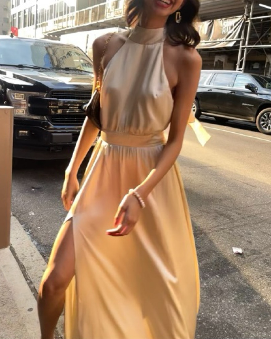 chiffon cape sleeve maxi bridesmaid dress Sleeves A-Line V-Neck Plus size sewing Italian Size WOMEN:44 reminiscent of 90s haute White Linen Cotton Midi