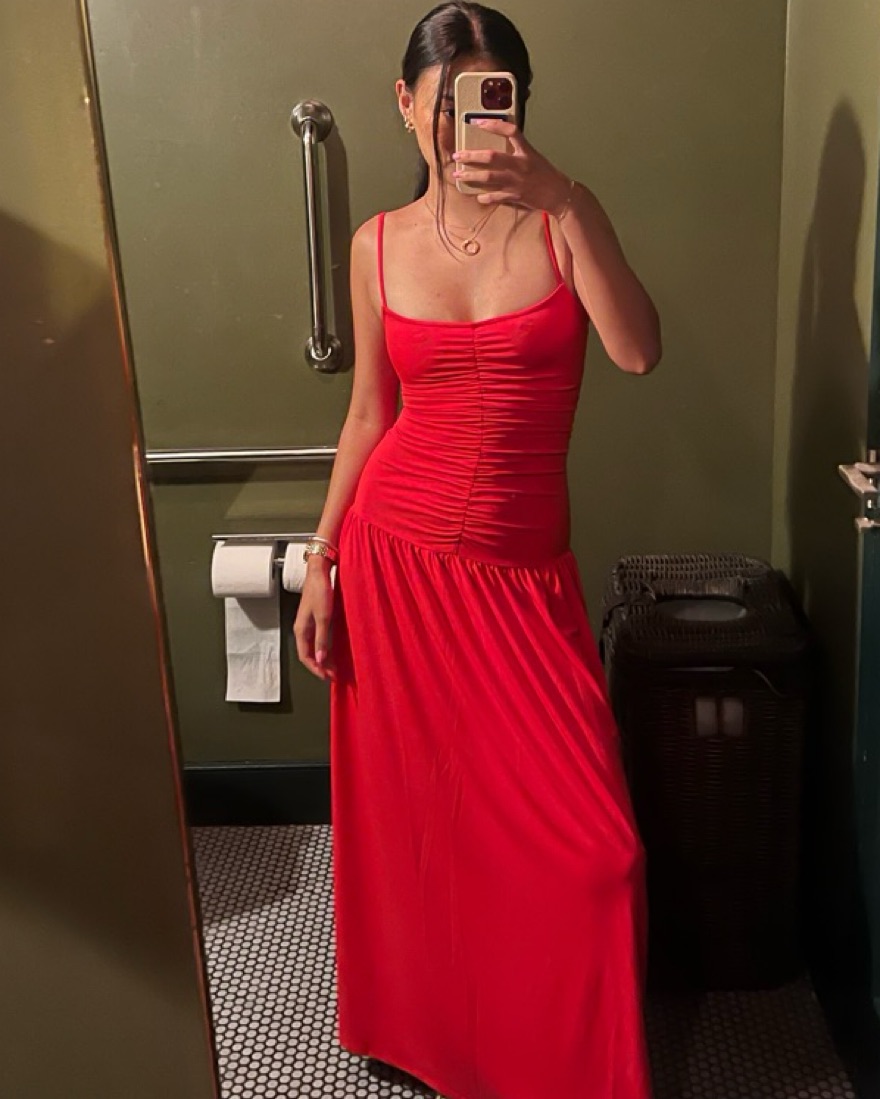 RUCHED FRONT SCOOP MAXI DRESS by WeWoreWhat - Pickle