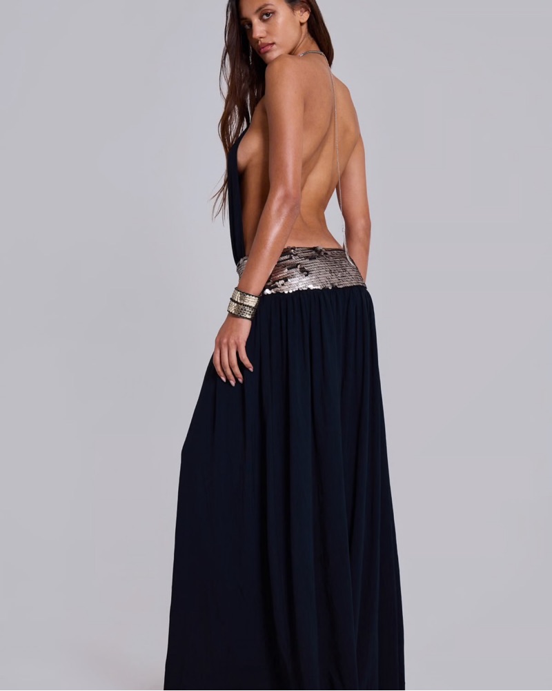 Jaded London Black Silver Backless Maxi by Jaded London - Pickle