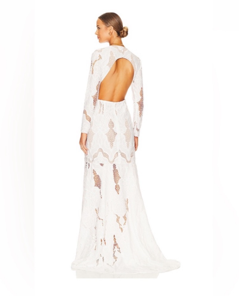 elliatt white lace dress Elliatt Delphi Embroidered Lace Midi Dress in White Bridal Wedding Ready