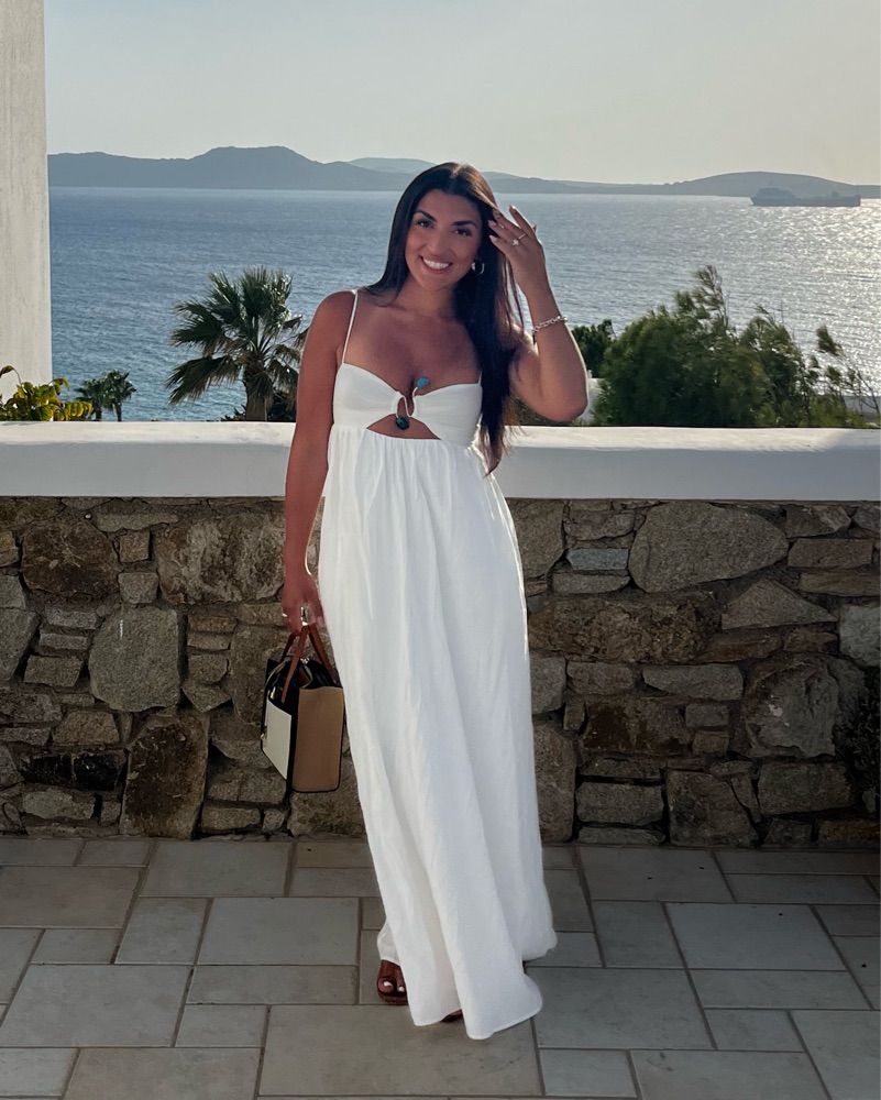 inexpensive long white dresses White Grecian Maxi Long Formal Prom Evening Dress with Slit EN5602